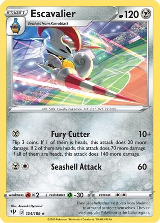 Escavalier 124/189 - SWSH03 Darkness Ablaze Reverse Holofoil