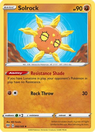 Solrock 092/189 - SWSH03 Darkness Ablaze