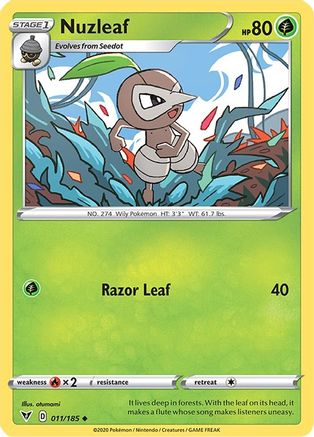Nuzleaf 011/185 - SWSH04 Vivid Voltage