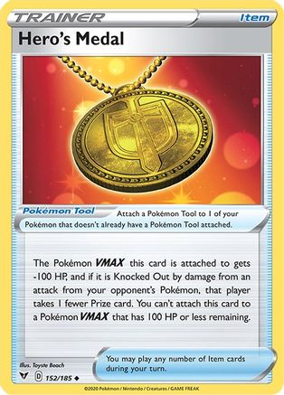 Hero's Medal 152/185 - SWSH04 Vivid Voltage Reverse Holofoil