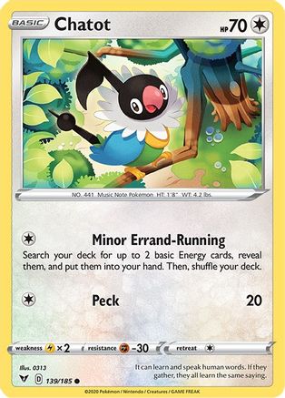 Chatot 139/185 - SWSH04 Vivid Voltage Reverse Holofoil