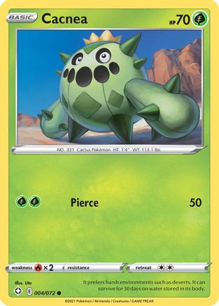 Cacnea 004/072 - Shining Fates Reverse Holofoil