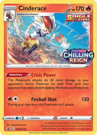 Cinderace (Prerelease) SWSH112/307 - SWSH Sword & Shield Promo Cards Holofoil