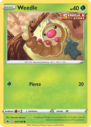 Weedle 001/198 - SWSH06 Chilling Reign Reverse Holofoil