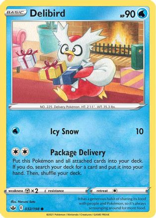 Delibird 032/198 - SWSH06 Chilling Reign Reverse Holofoil