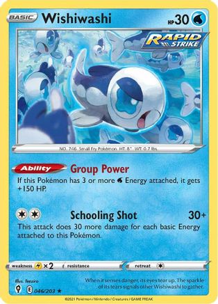 Wishiwashi 046/203 - SWSH07 Evolving Skies Reverse Holofoil