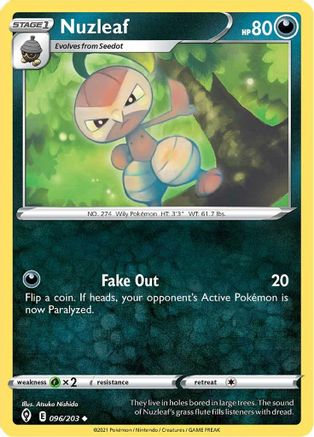 Nuzleaf 096/203 - SWSH07 Evolving Skies Reverse Holofoil