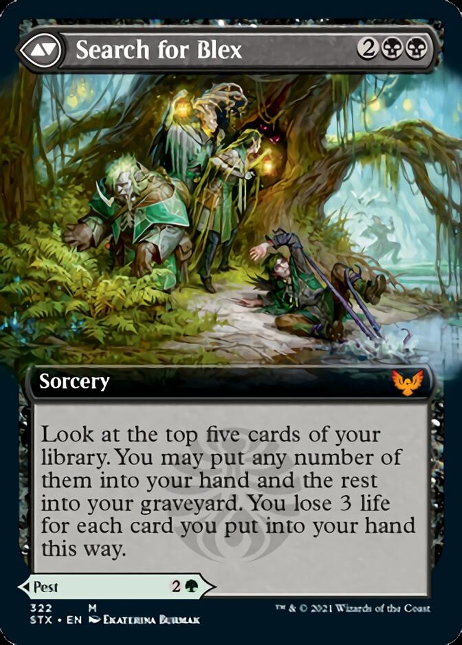 Blex, Vexing Pest // Search for Blex (STX-322) - Strixhaven: School of Mages: (Extended Art) Foil