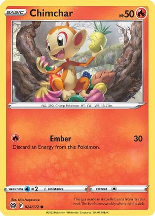 Chimchar 024/172 - SWSH09 Brilliant Stars Reverse Holofoil