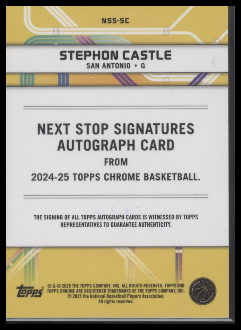 Stephon Castle 2024-25 Next Stop Signatures Purple Geometric Refractor