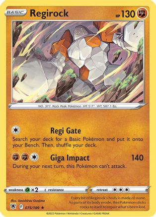 Regirock 075/189 - SWSH10 Astral Radiance Reverse Holofoil