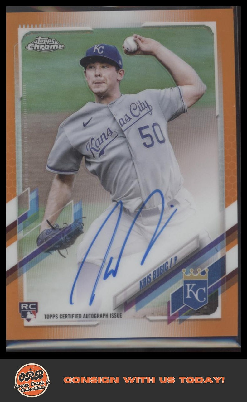 Kris Bubic 2021 Topps Chrome Rookie Autographs OrangeRefractor #/25