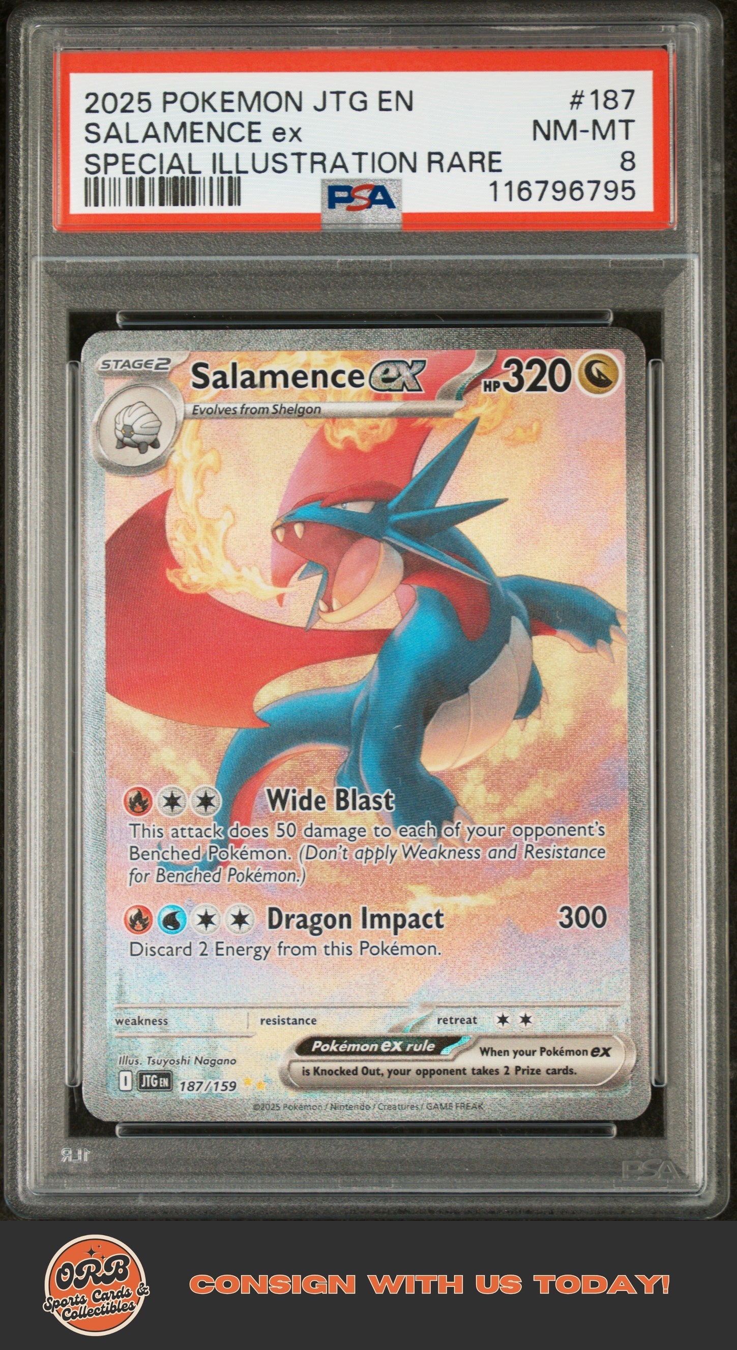 Salamence Ex 2025 Pokemon #187 Special Illustration Rare PSA 8