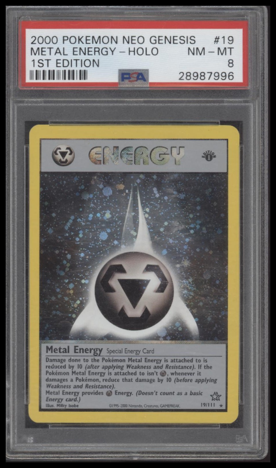 Metal Energy-Holo 2000 Pokemon Neo Genesis 1st Edition #19 1st Edition PSA 8