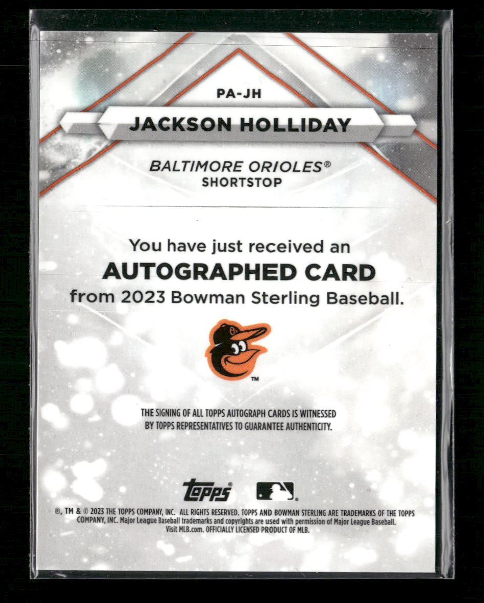 Jackson Holliday 2023 Bowman Sterling #PA-JH Prospect Autographs