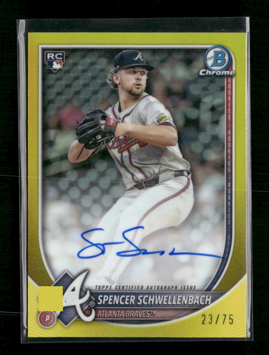 Spencer Schwellenbach 2025 Bowman Chrome Rookie Auto Yellow Refractor #/75