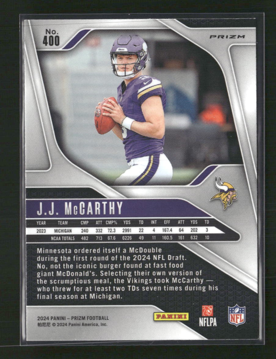 J.J. McCarthy 2024 Panini Prizm #400 Orange Disco Prizm