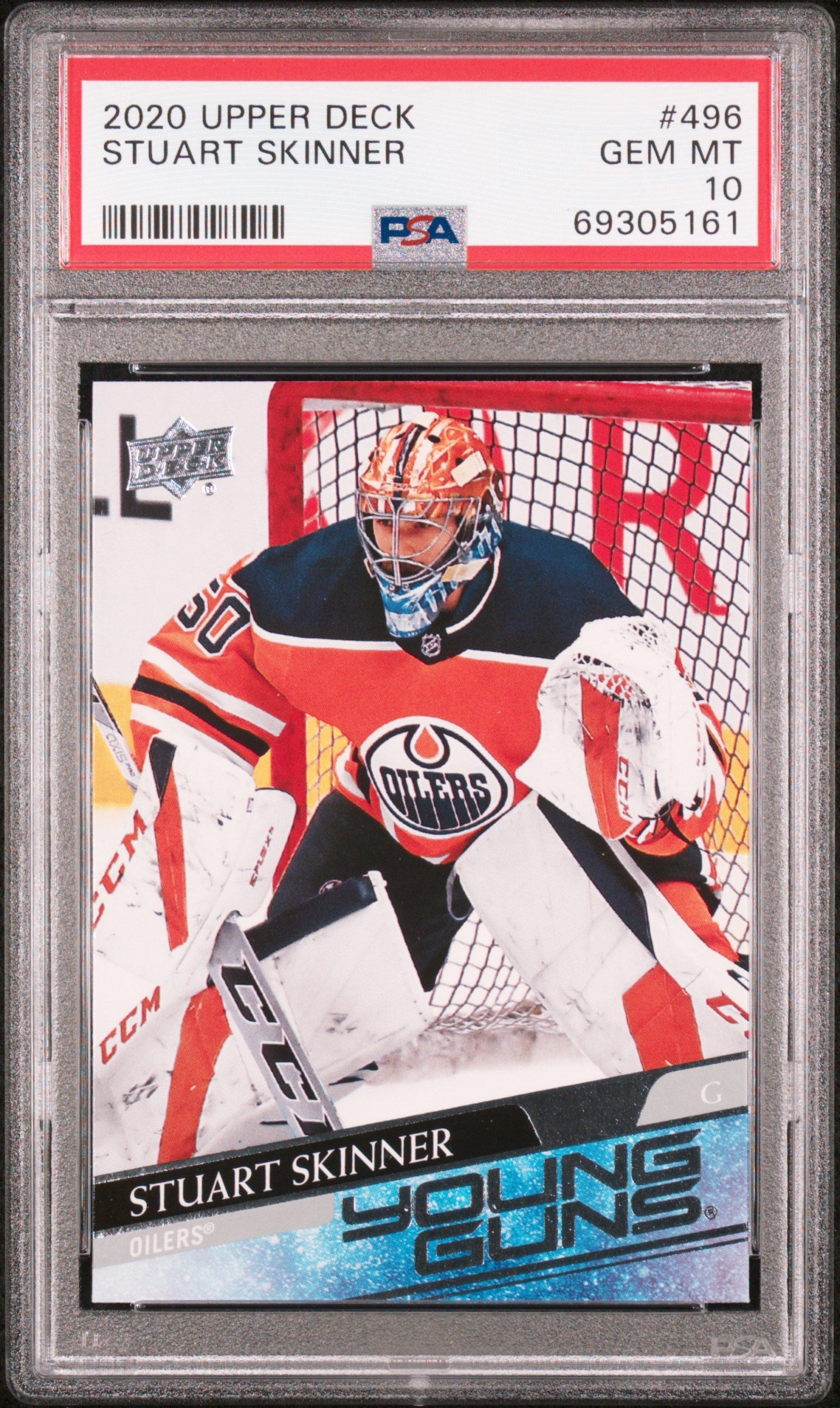 Graded 2020 Upper Deck Stuart Skinner #496 Rookie Class RC Hockey Card PSA 10 Gem Mint