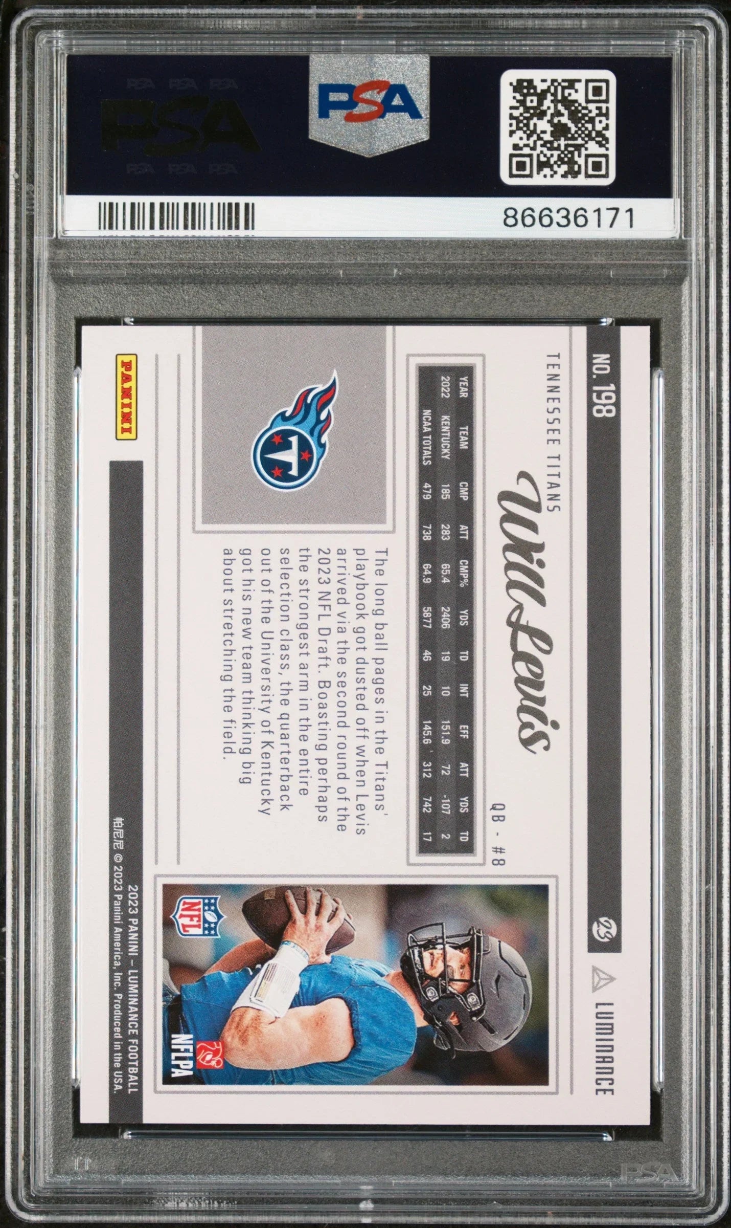 2023 PANINI LUMINANCE WILL LEVIS  #198 - PSA 10 ROOKIE CARD