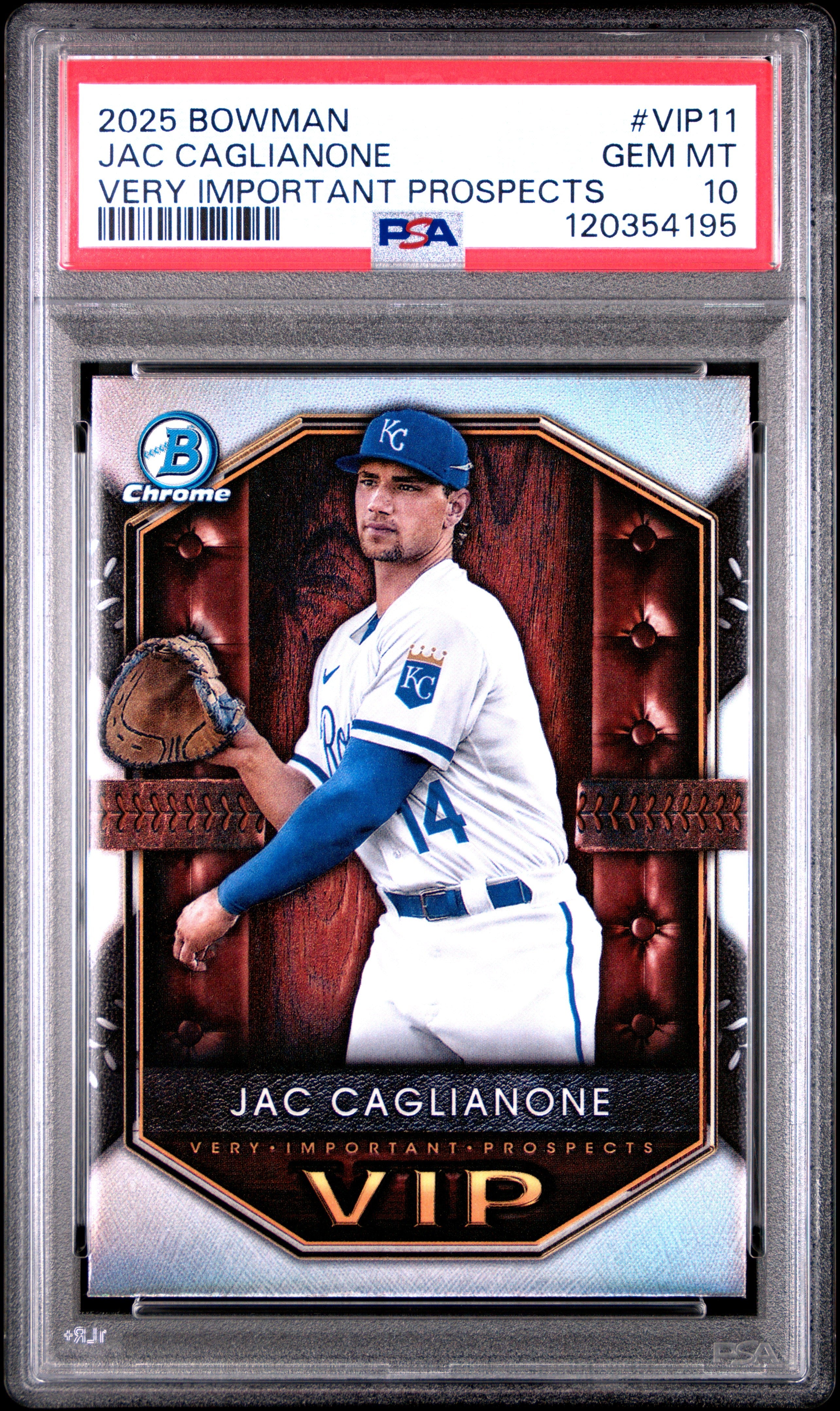 Graded 2025 Topps Bowman Jac Caglianone #VIP11 Very Important Prospects Rookie RC Baseball Card PSA 10 Gem Mint