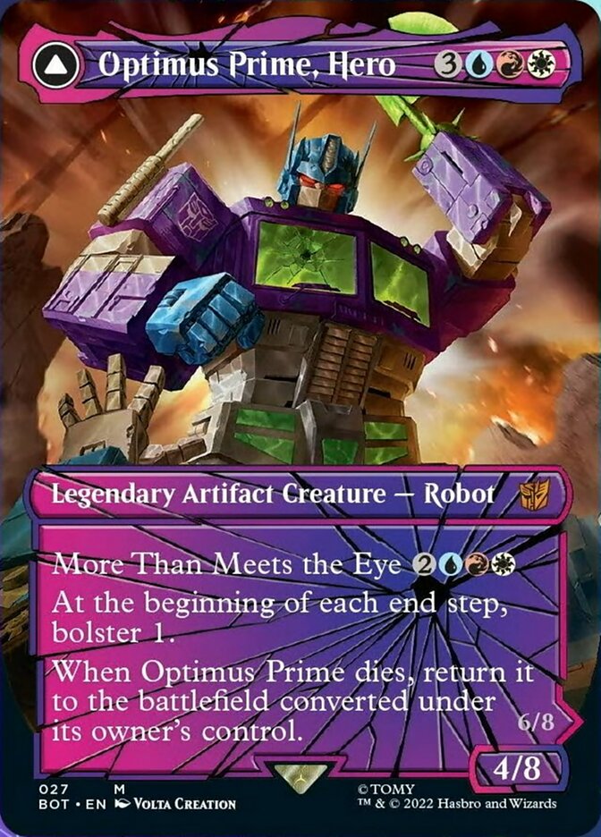 Optimus Prime, Hero // Optimus Prime, Autobot Leader (BOT-027) - Transformers: (shatteredglass, convertdfc) (Borderless) Foil