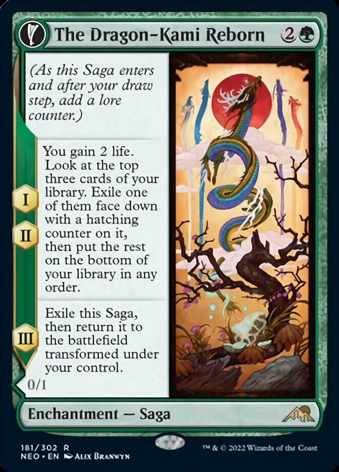 The Dragon-Kami Reborn // Dragon-Kami's Egg (NEO-181) - Kamigawa: Neon Dynasty: (fandfc, enchantment)