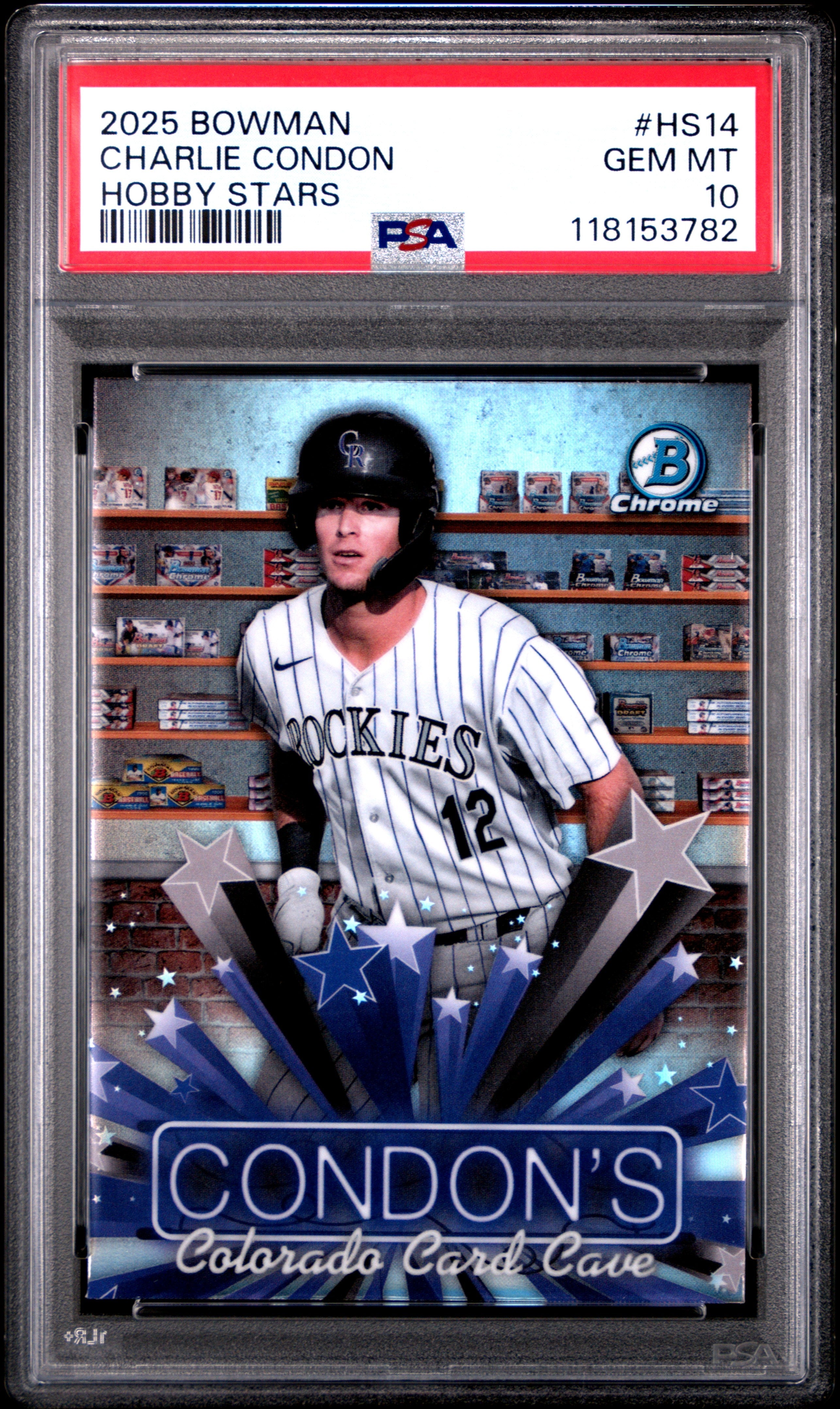 Graded 2025 Topps Bowman Charlie Condon #HS14 Hobby Stars Rookie RC Baseball Card PSA 10 Gem Mint