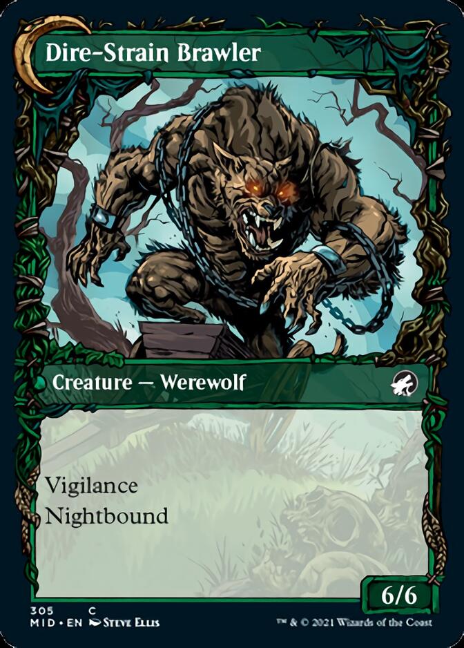 Tireless Hauler // Dire-Strain Brawler (MID-305) - Innistrad: Midnight Hunt: (Showcase, Double Faced Transform) Foil