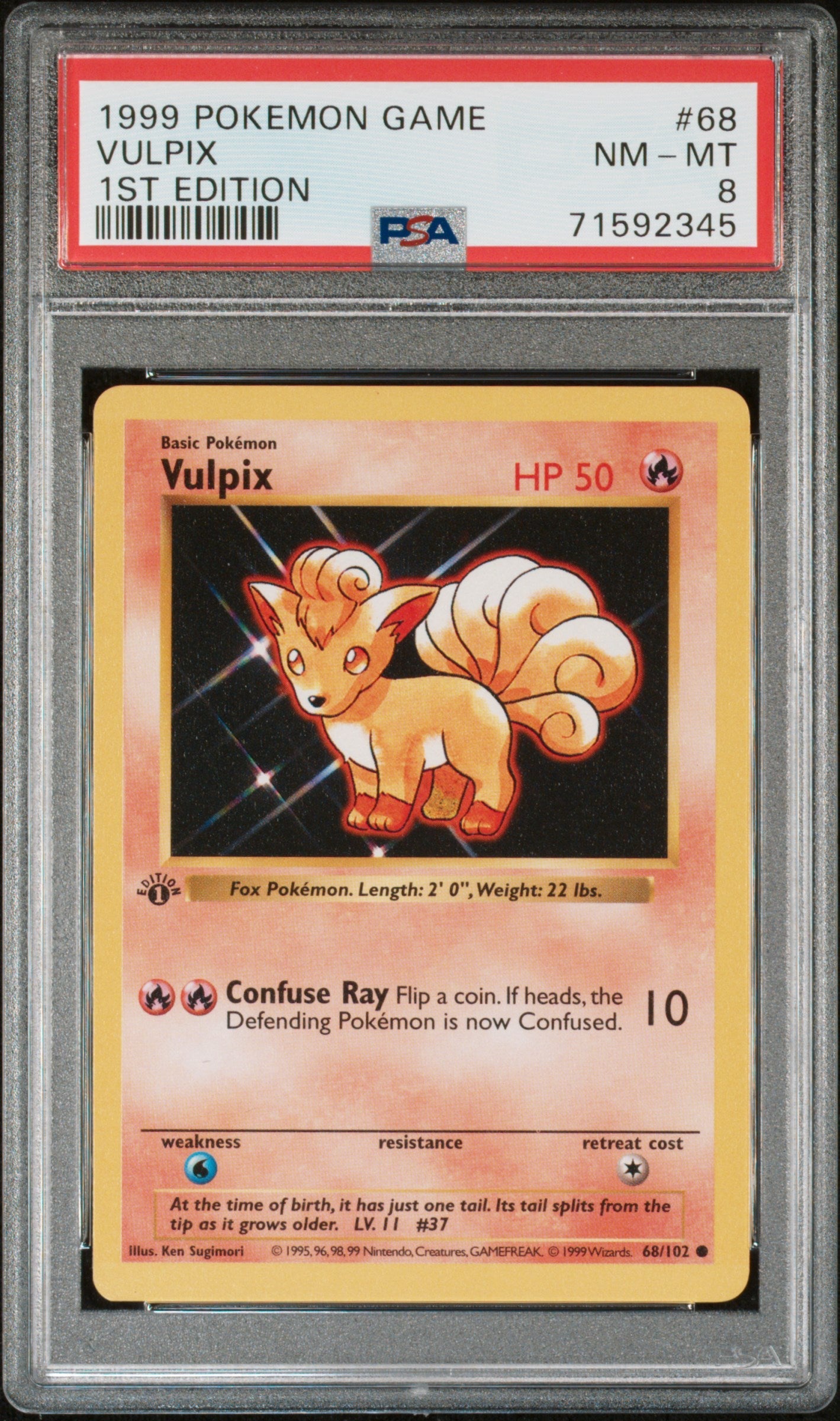 Vulpix 1999 Pokemon Game #68 1st Edition PSA 8