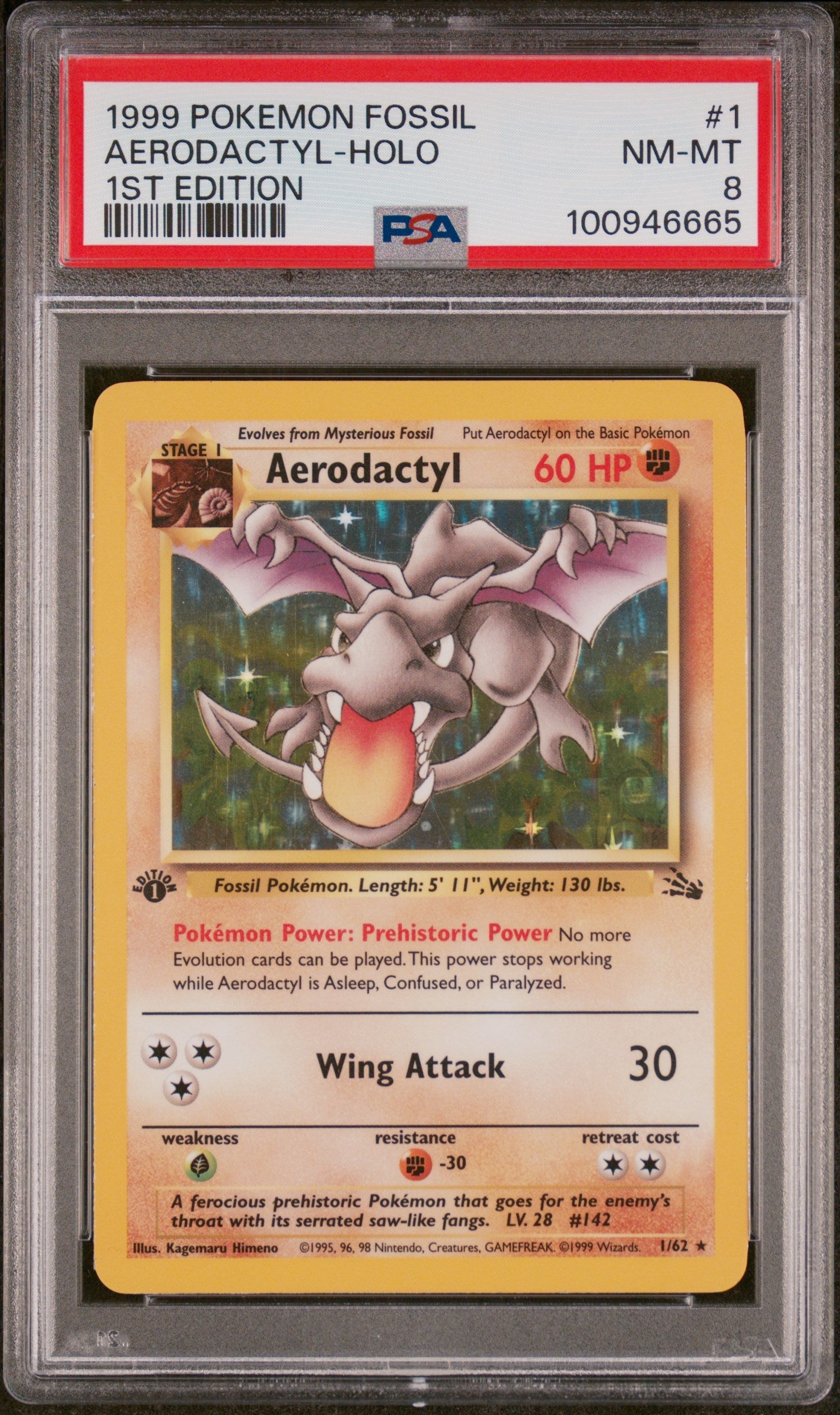 Aerodactyl-Holo 1999 Pokemon Fossil #1 1st Edition PSA 8