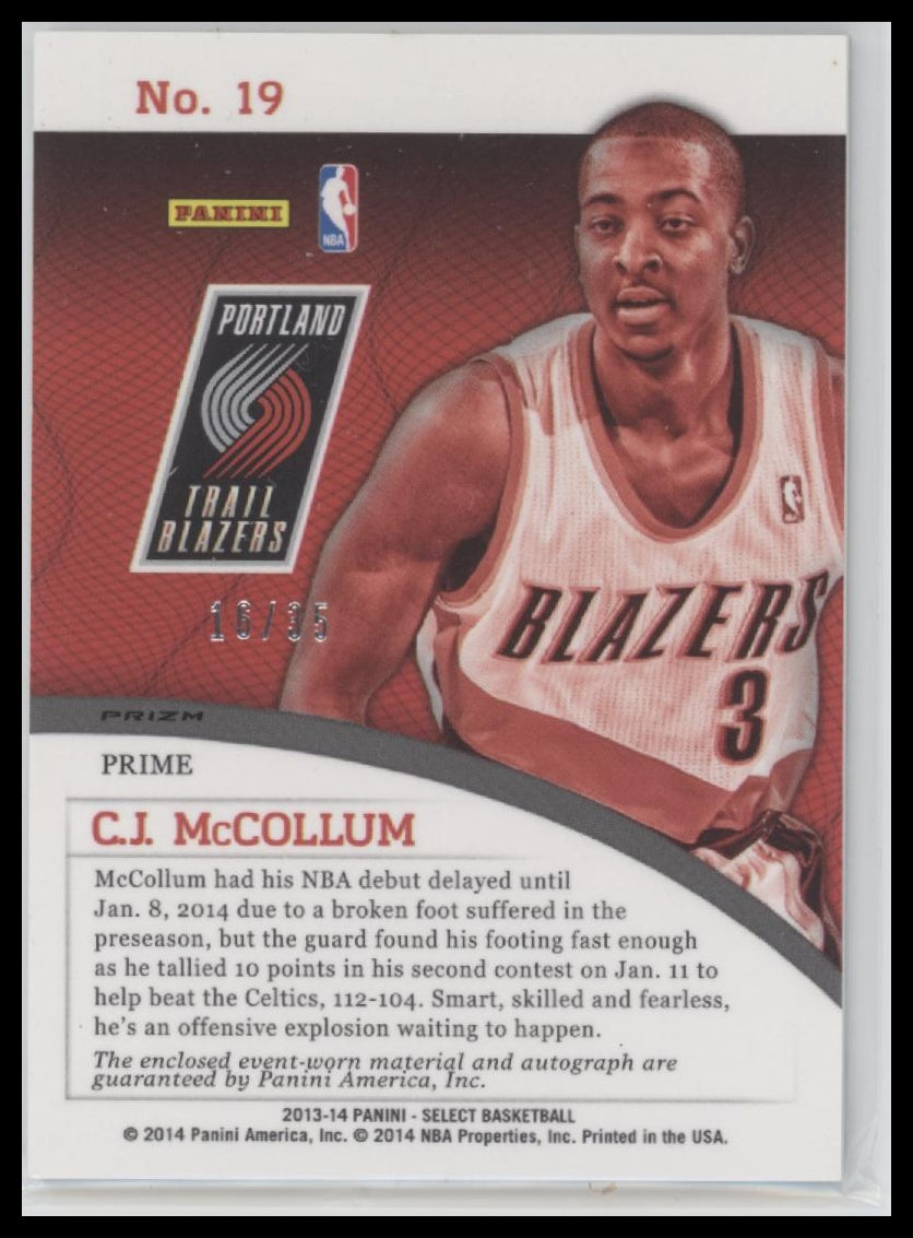 C.J. McCollum 2013-14 Panini Select #19 Rookie Jersey Autographs Blue #/35