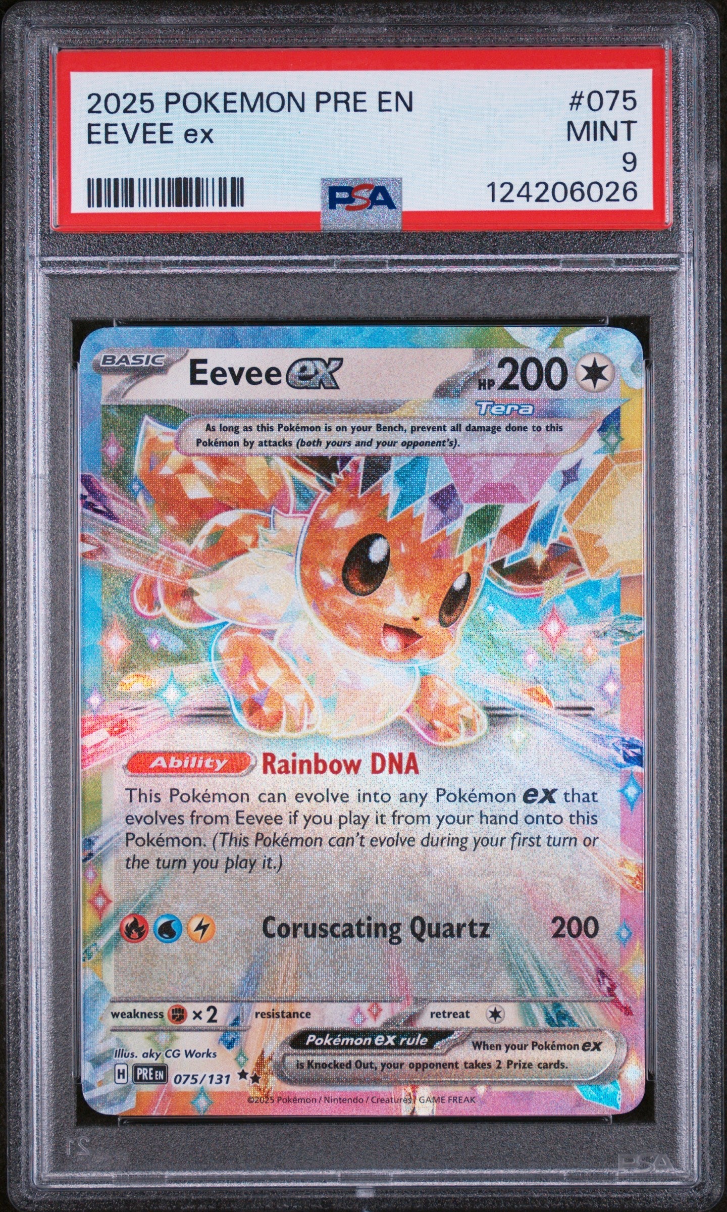 Eevee Ex 2025 Pokemon Pre En-Prismatic Evolutions #075 PSA 9