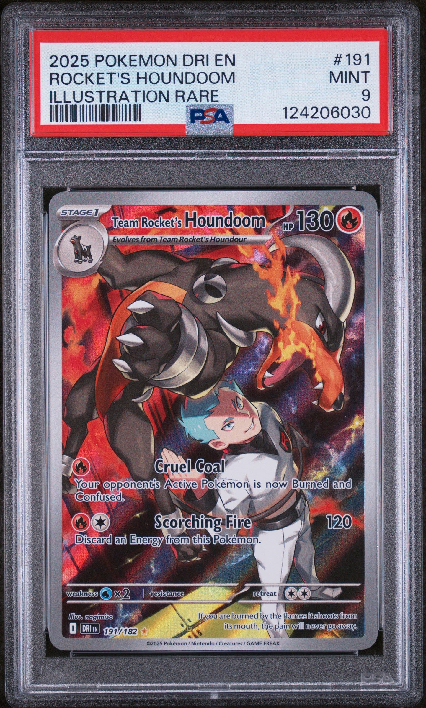 Rocket'S Houndoom 2025 Pokemon Dri En-DR #191 Illustration Rare PSA 9