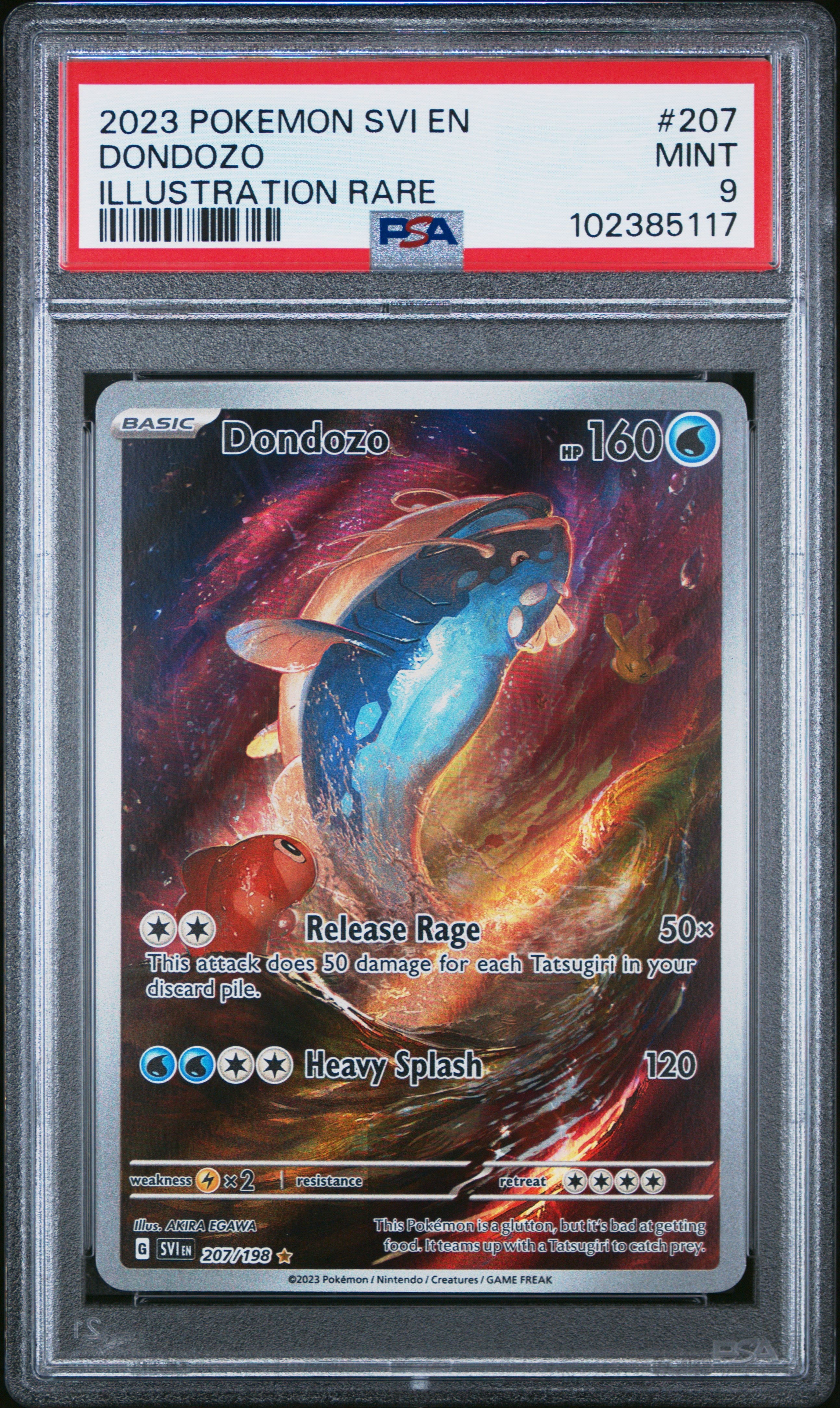 Dondozo 2023 Pokemon Svi En-Scarlet & Violet #207 Illustration Rare PSA 9