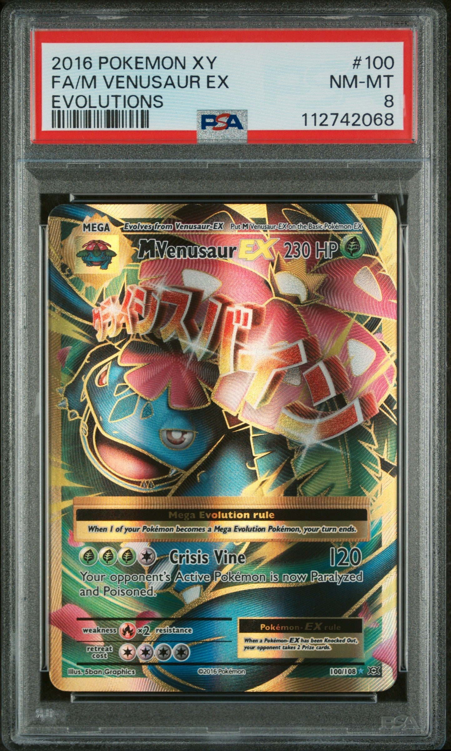 M Venusaur Ex 2016 Pokemon Xy Evolutions #100 Evolutions PSA 8