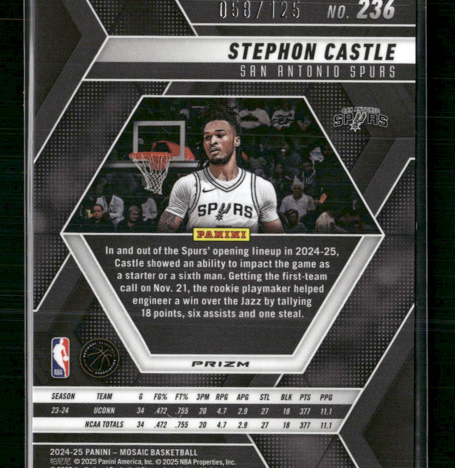 Stephon Castle 2024-25 Panini Mosaic #236 Ice Mosaic #/125