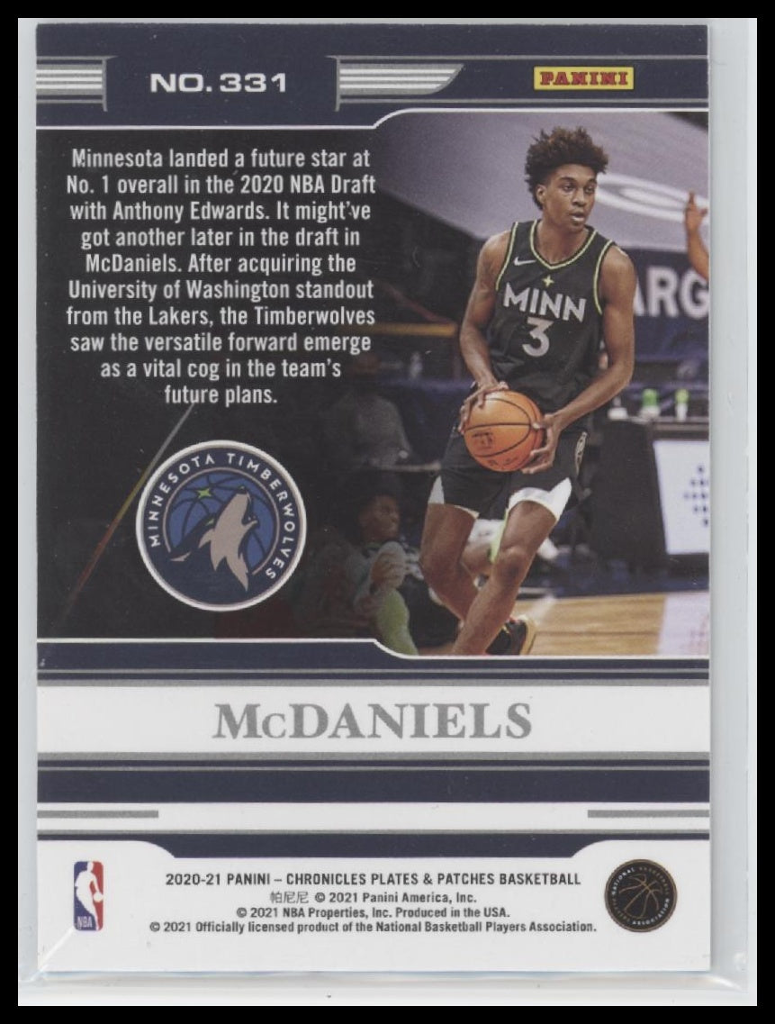 Jaden McDaniels 2020-21 Panini Chronicles #331 Gold #/10
