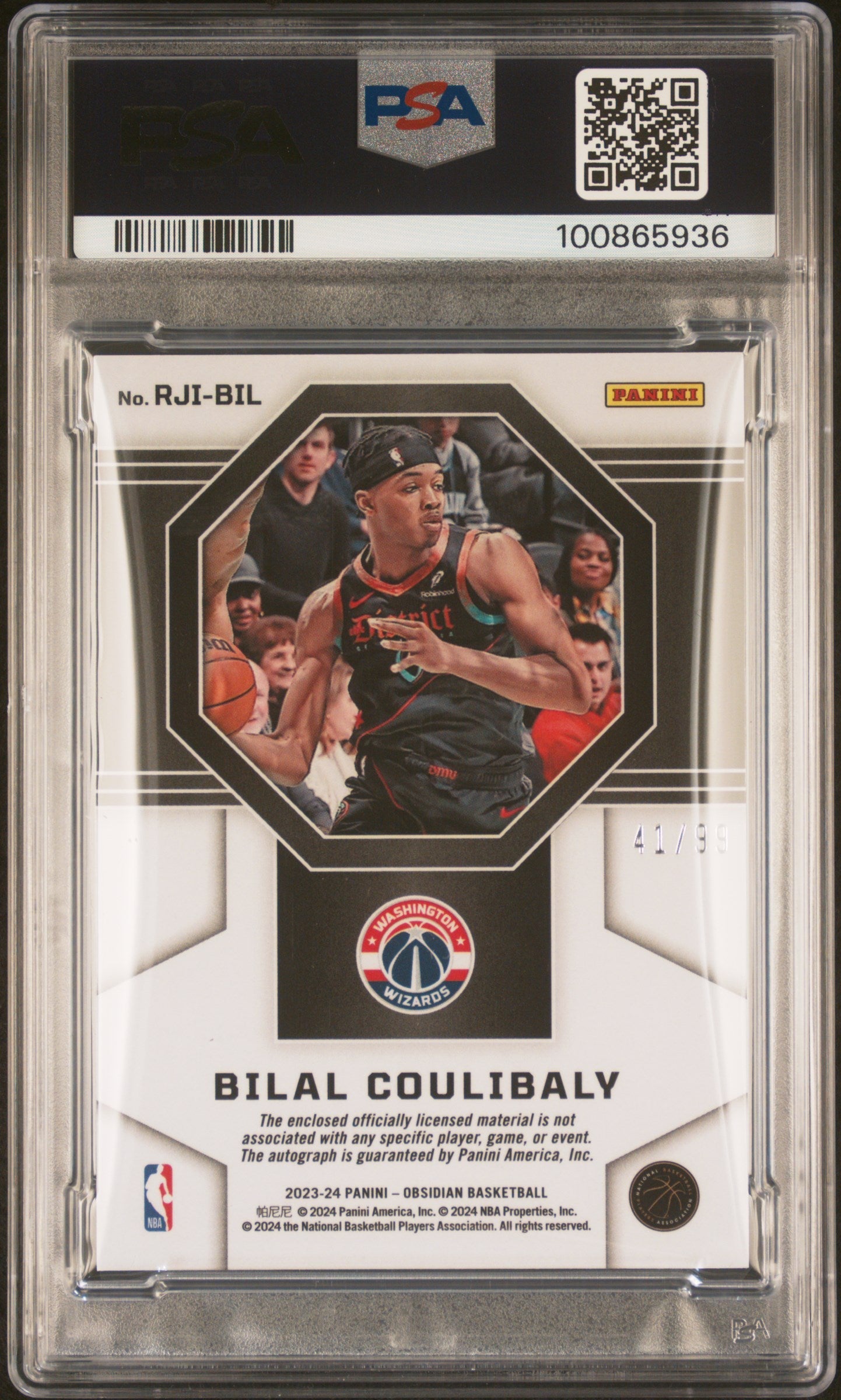 Bilal Coulibaly 2023 Panini Obsidian Rookie Jersey Ink #RJIBIL PSA 9