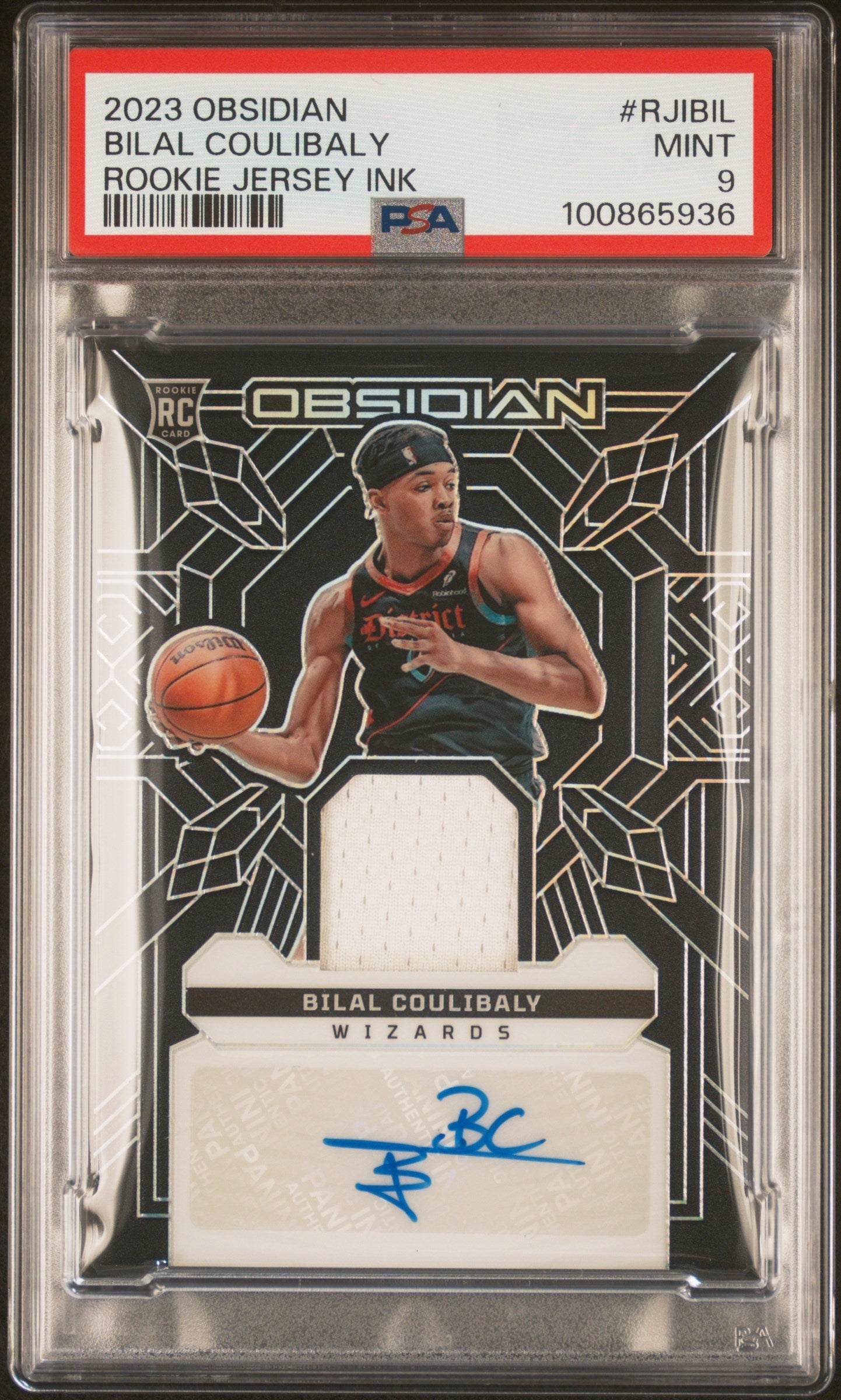 Bilal Coulibaly 2023 Panini Obsidian Rookie Jersey Ink #RJIBIL PSA 9