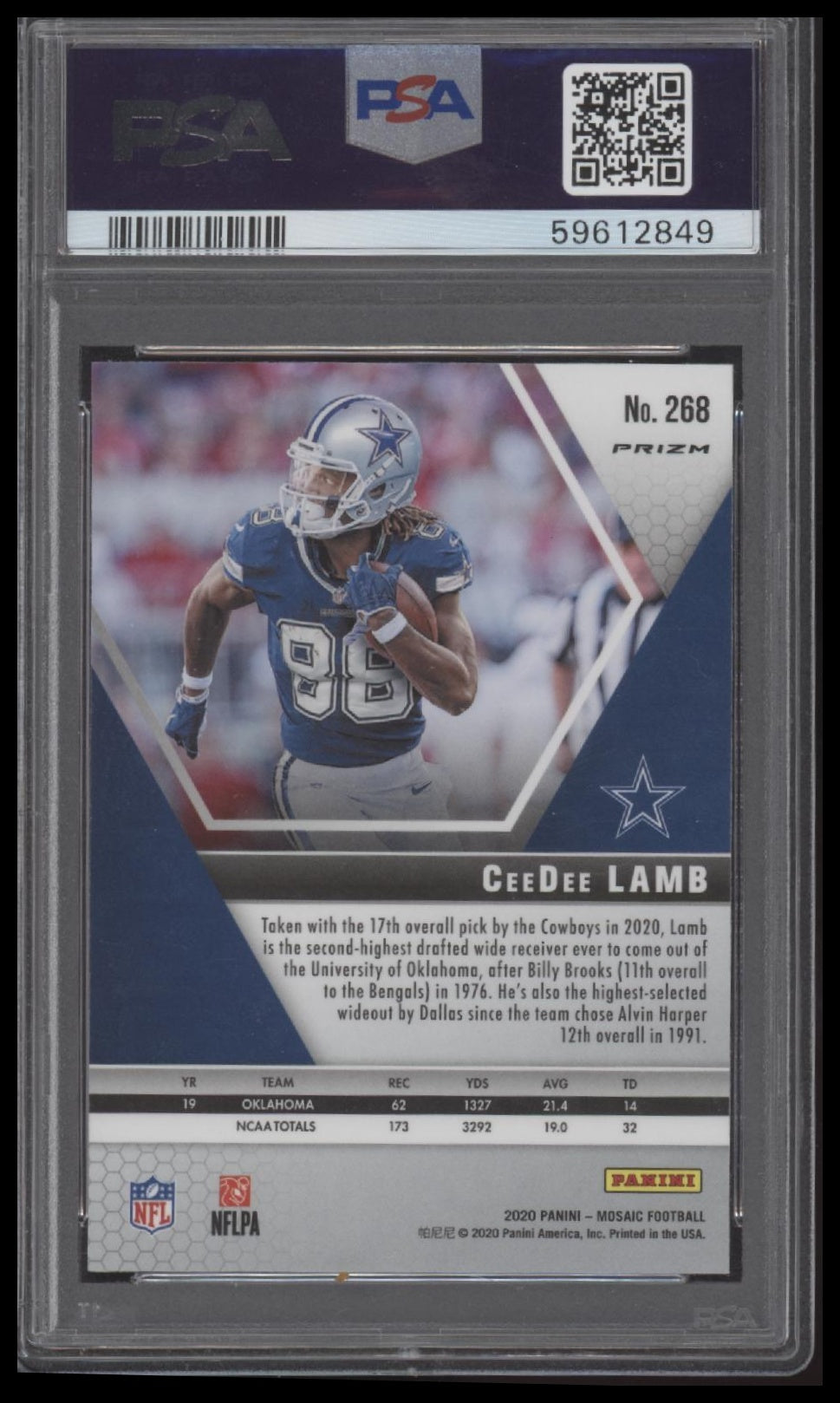 Ceedee Lamb 2020 Panini Mosaic #268 Camo Pink PSA 10