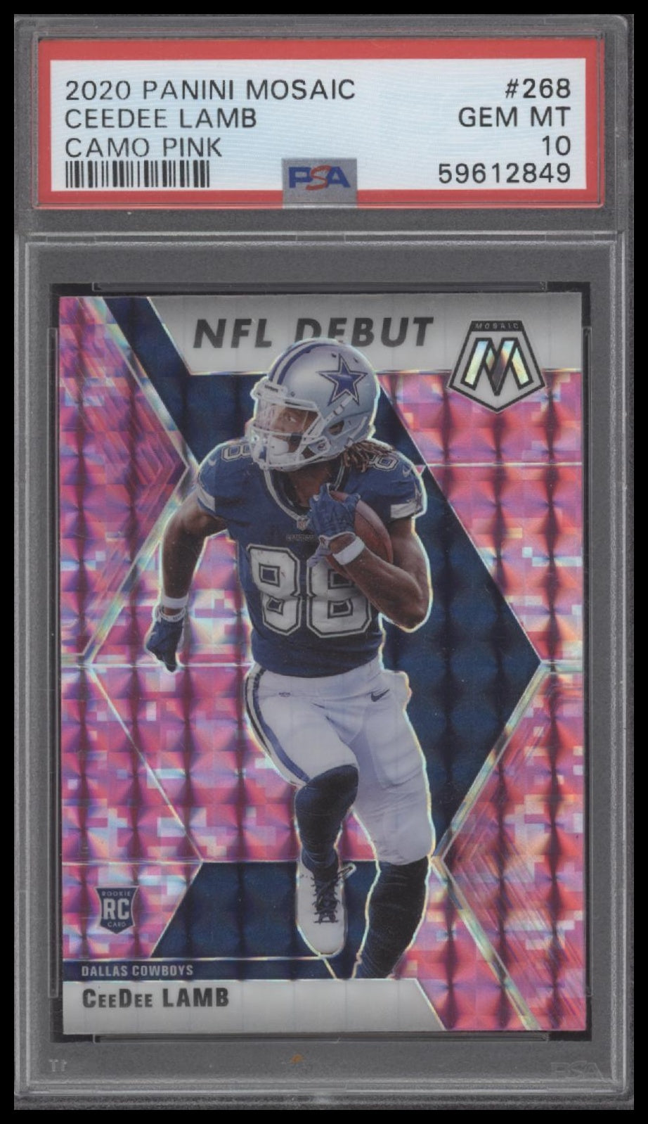Ceedee Lamb 2020 Panini Mosaic #268 Camo Pink PSA 10