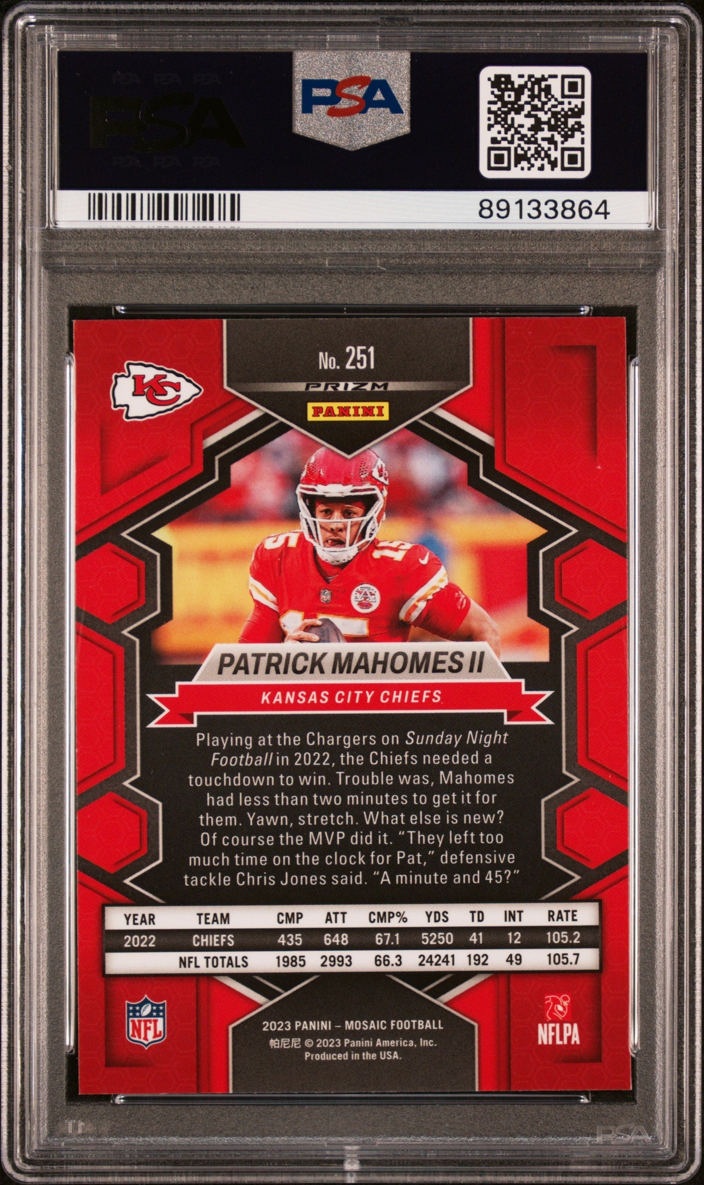Patrick Mahomes Ii 2023 Panini Mosaic #251 Reactive Blue PSA 10
