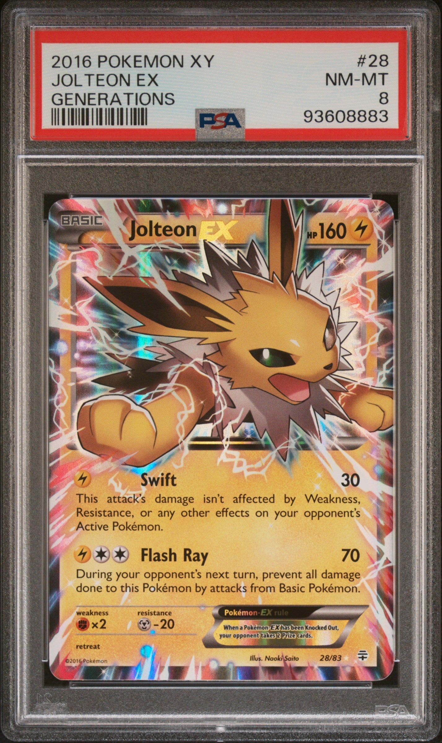 Jolteon Ex 2016 Pokemon Xy Generations #28 Generations PSA 8
