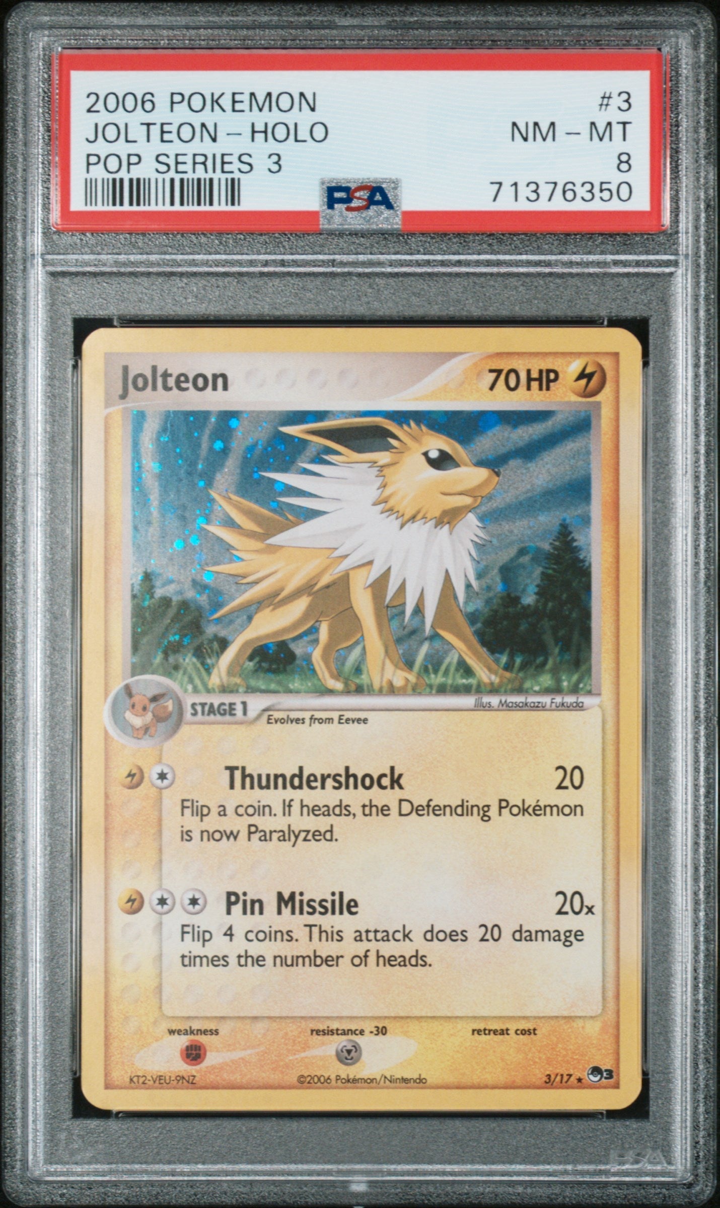 Jolteon-Holo 2006 Pokemon Pop Series 3 #3 Pop Series 3 PSA 8