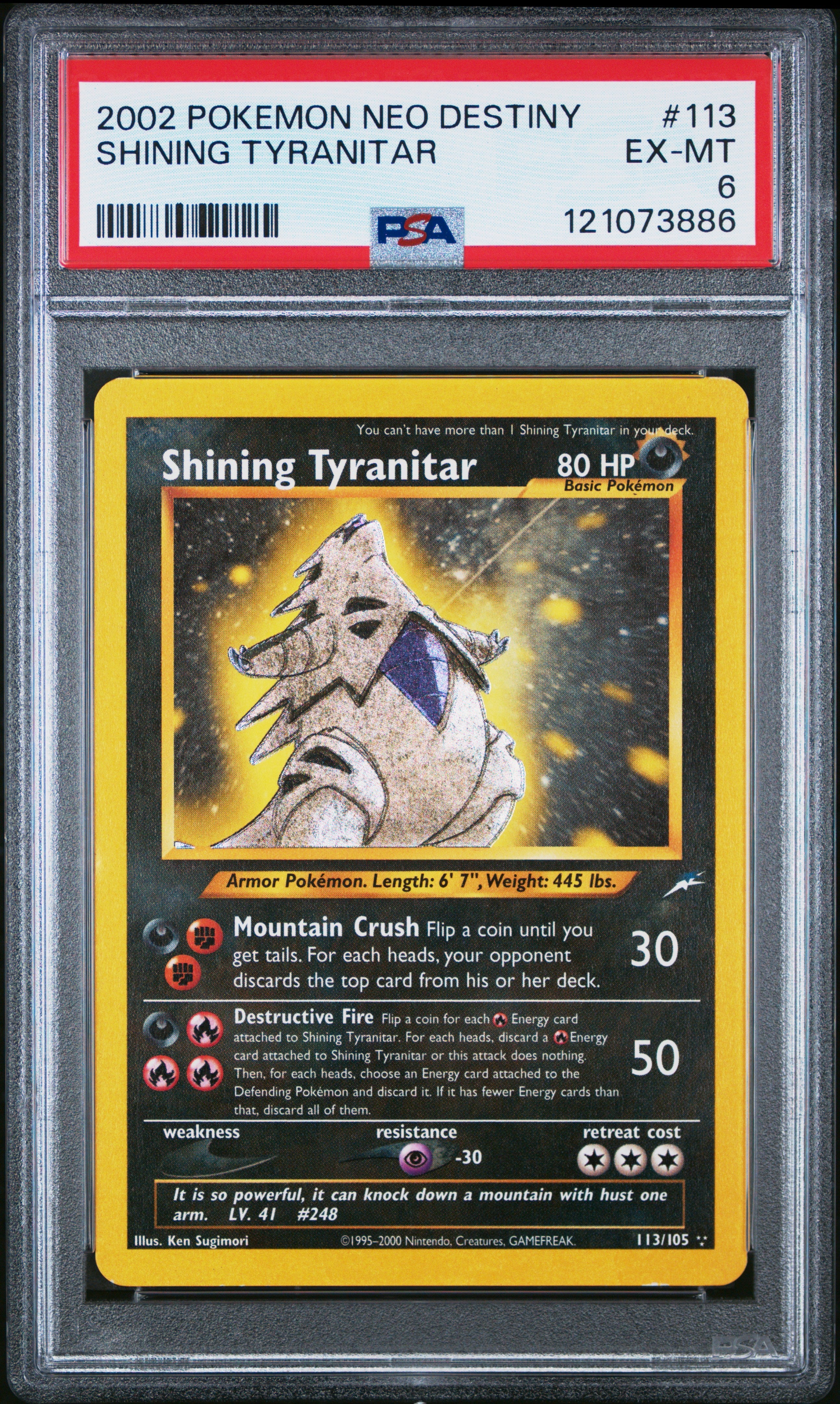 Shining Tyranitar 2002 Pokemon Neo Destiny #113 PSA 6