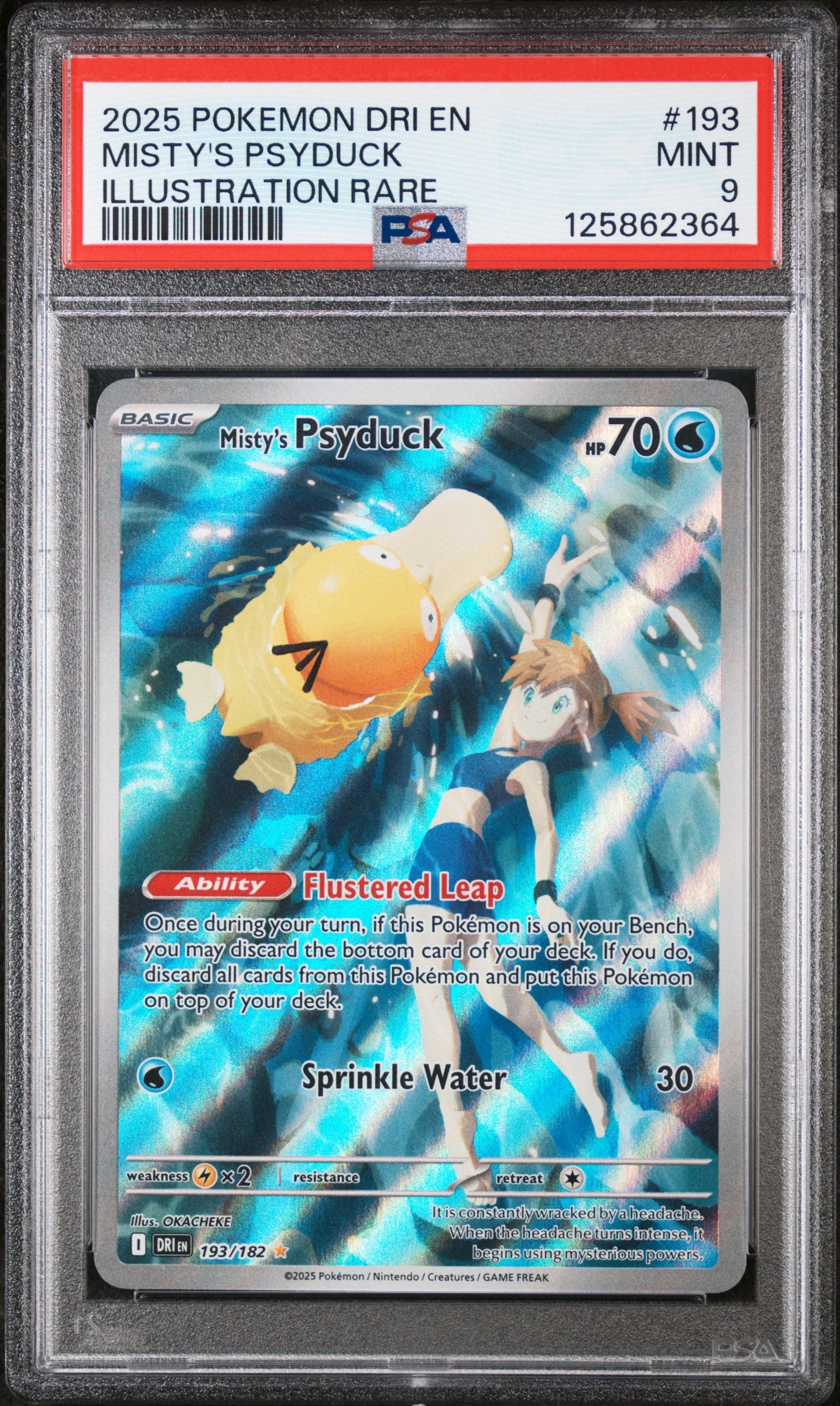 Misty'S Psyduck 2025 Pokemon Dri En-Destined Rivals #193 Illustration Rare PSA 9