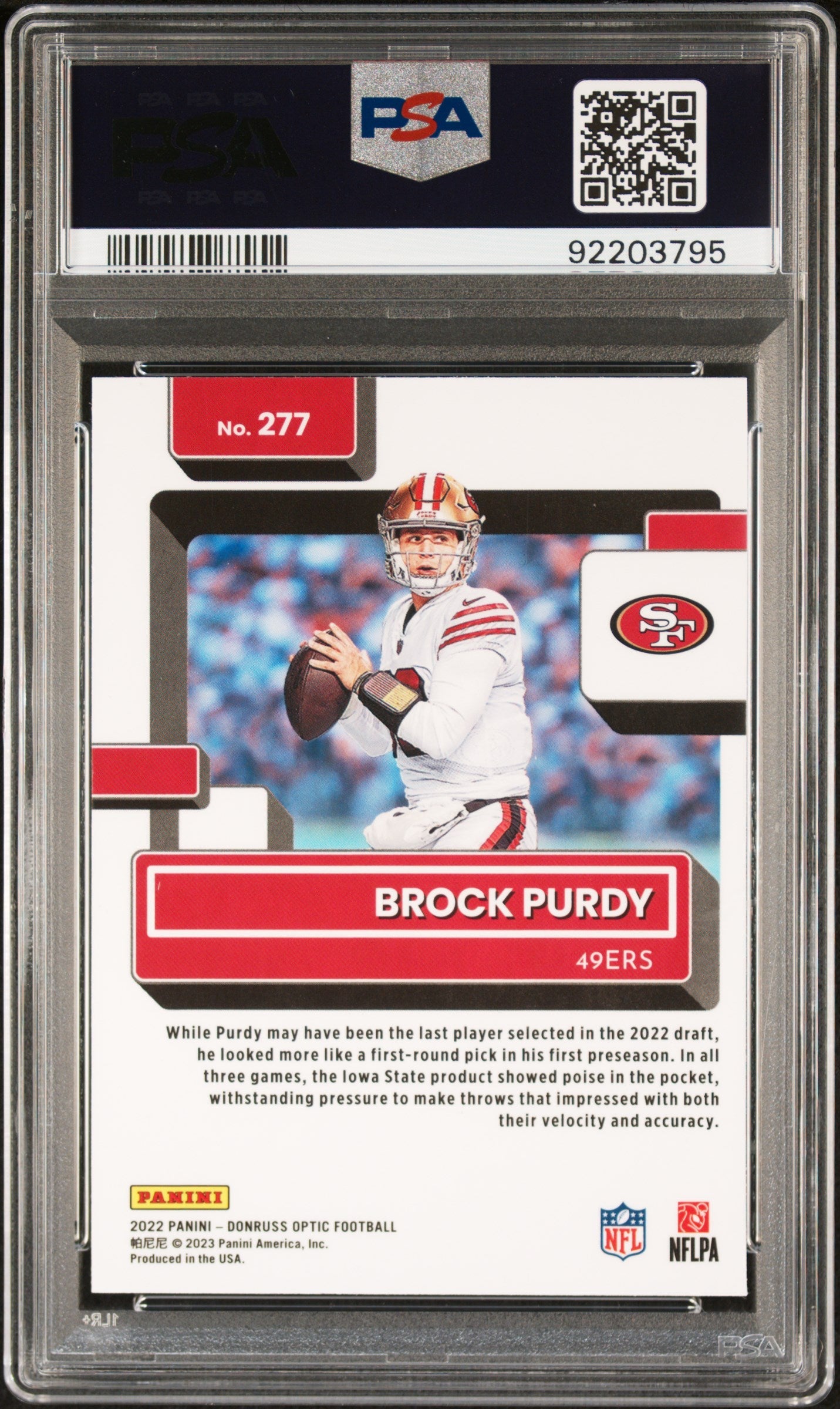 Brock Purdy 2022 Panini Donruss Optic #277 PSA 10