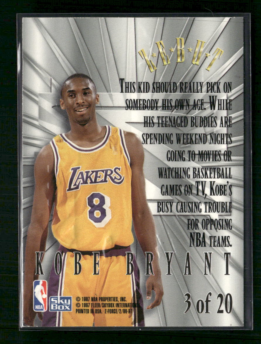 Kobe Bryant 1996-97 SkyBox Z-Force #3 Force - Zebut
