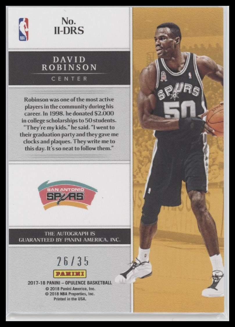 David Robinson 2017-18 Panini Opulence Signatures #/35