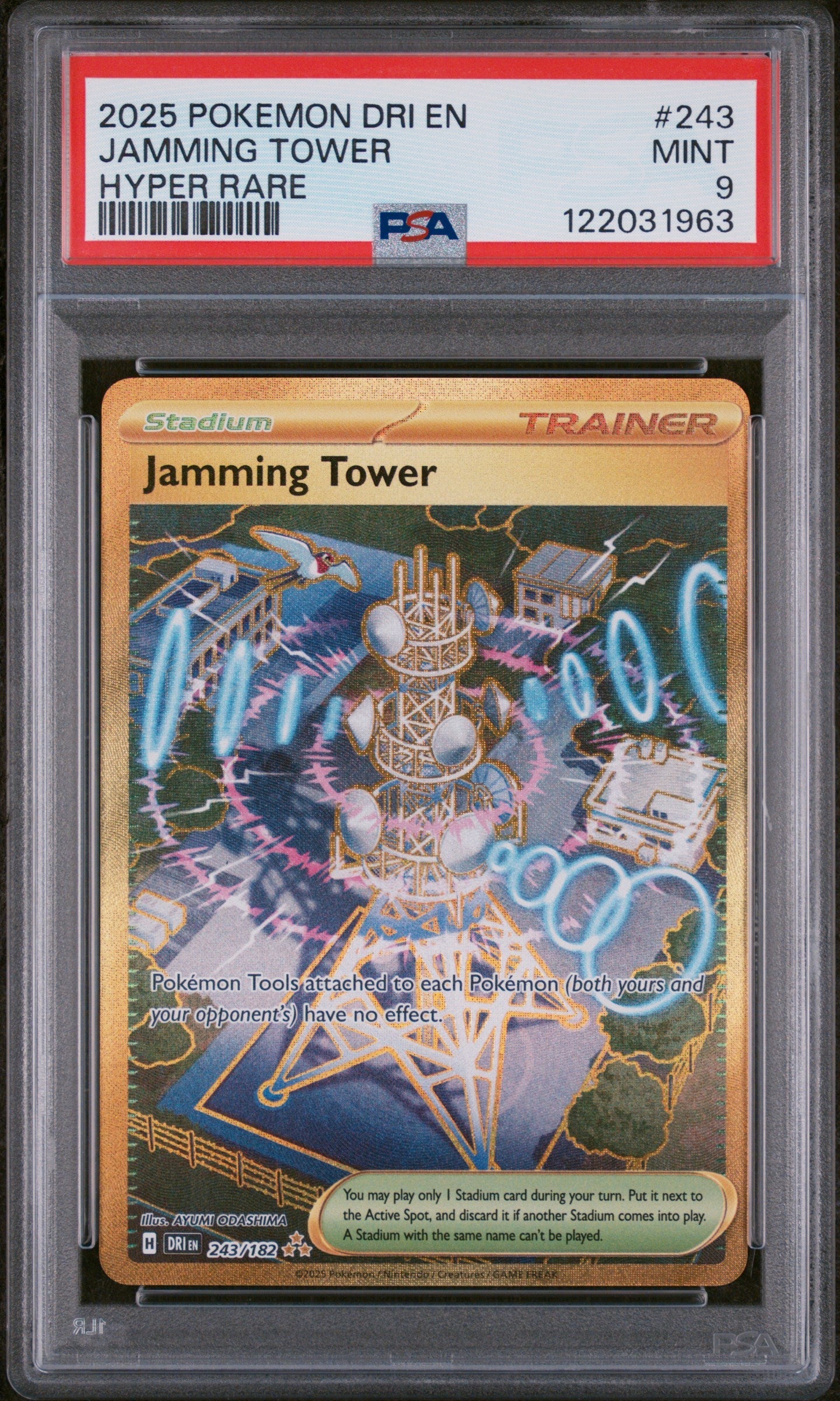 Jamming Tower 2025 Pokemon Dri En-Destined Rivals #243 Hyper Rare PSA 9